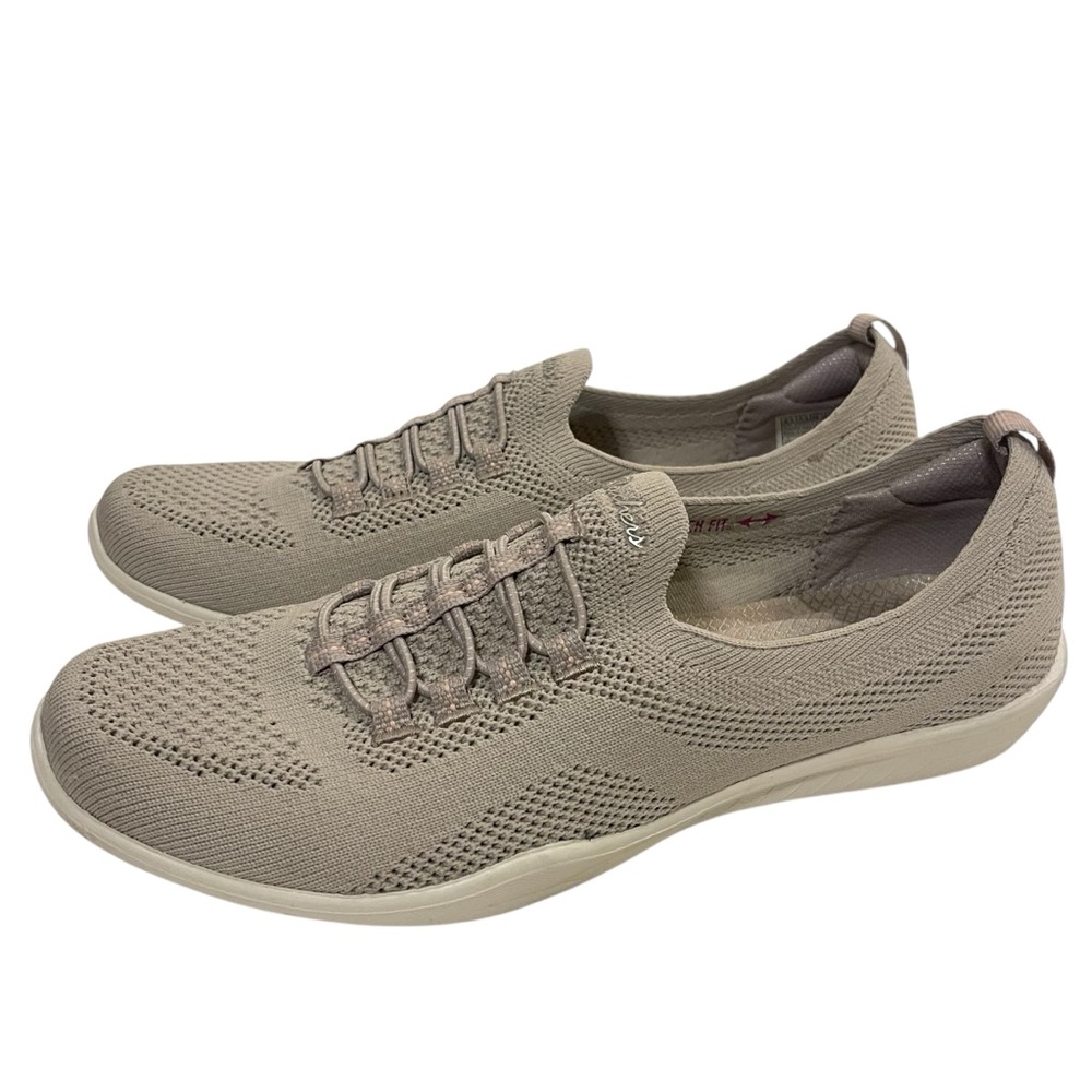 Skechers Newbury Street Every Angle Beige Knit Slip-On Sneakers Shoes